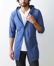 MKCGU51140 MK MICHEL KLEIN HOMME(MKミッシェルクランオム) ロングフードカーディガン / ドライメッシュ  ブルー(55)