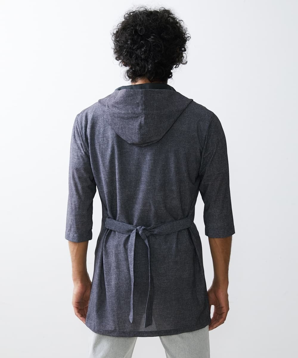 MKCGU51140 MK MICHEL KLEIN HOMME(MKミッシェルクランオム) ロングフードカーディガン / ドライメッシュ  ダークグレー(93)