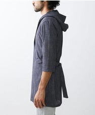 MKCGU51140 MK MICHEL KLEIN HOMME(MKミッシェルクランオム) ロングフードカーディガン / ドライメッシュ  ダークグレー(93)