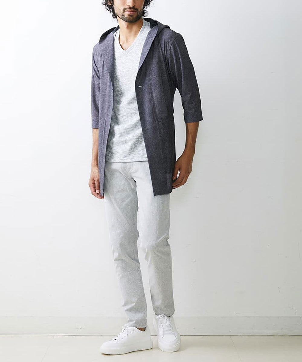 MKCGU51140 MK MICHEL KLEIN HOMME(MKミッシェルクランオム) ロングフードカーディガン / ドライメッシュ  ダークグレー(93)