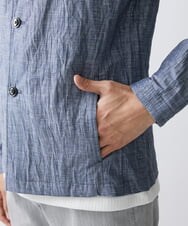 MKCGV64150 MK MICHEL KLEIN HOMME(MKミッシェルクランオム) リネンワッシャースタンドカラージャケット ライトブルー