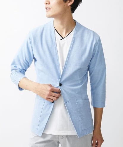 MKCGX29110 MK MICHEL KLEIN HOMME ノーカラーカーディガン / バックハニカム