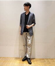 MKCHS68130 MK MICHEL KLEIN HOMME(MKミッシェルクランオム) ジャーディガン / ストレッチストライプサッカー ブルー(55)