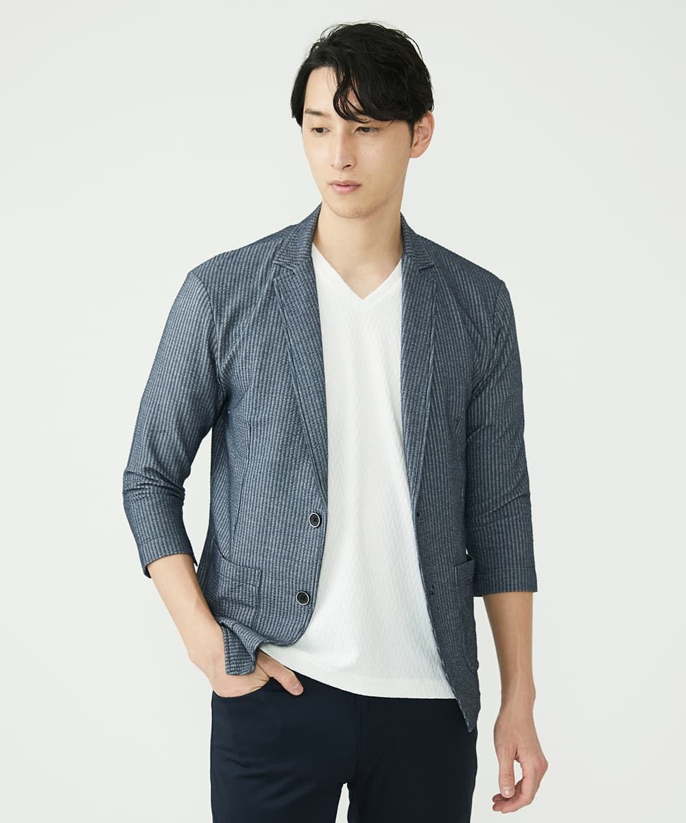 MKCHS68130 MK MICHEL KLEIN HOMME(MKミッシェルクランオム) サッカージャージジャケット ブルー(55)