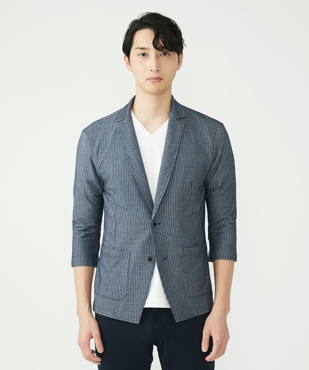 MKCHS68130 MK MICHEL KLEIN HOMME(MKミッシェルクランオム) サッカージャージジャケット ブルー(55)