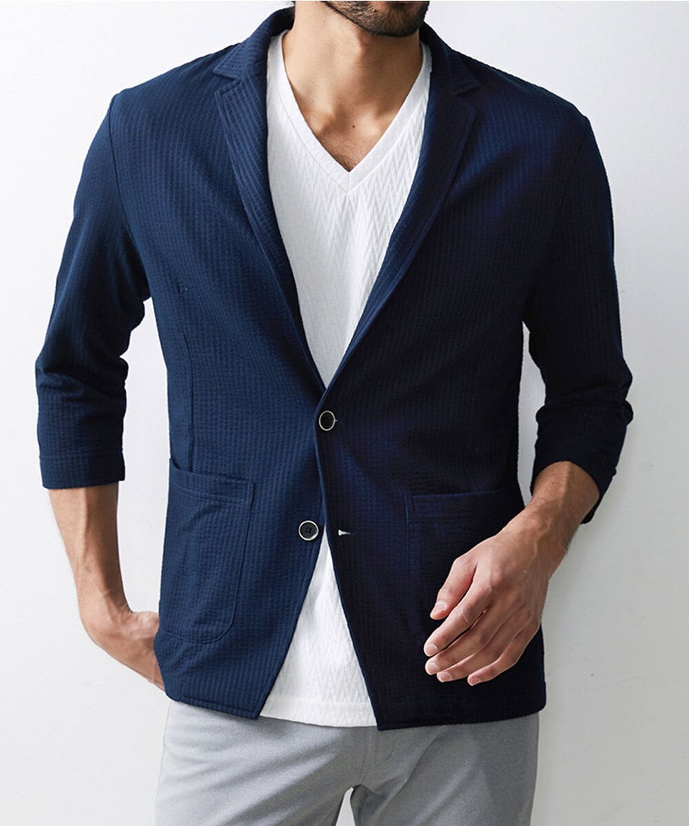 MKCHS68130 MK MICHEL KLEIN HOMME(MKミッシェルクランオム) サッカージャージジャケット ネイビー(58)