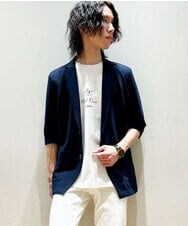MKCHS68130 MK MICHEL KLEIN HOMME(MKミッシェルクランオム) ジャーディガン / ストレッチストライプサッカー ネイビー(58)