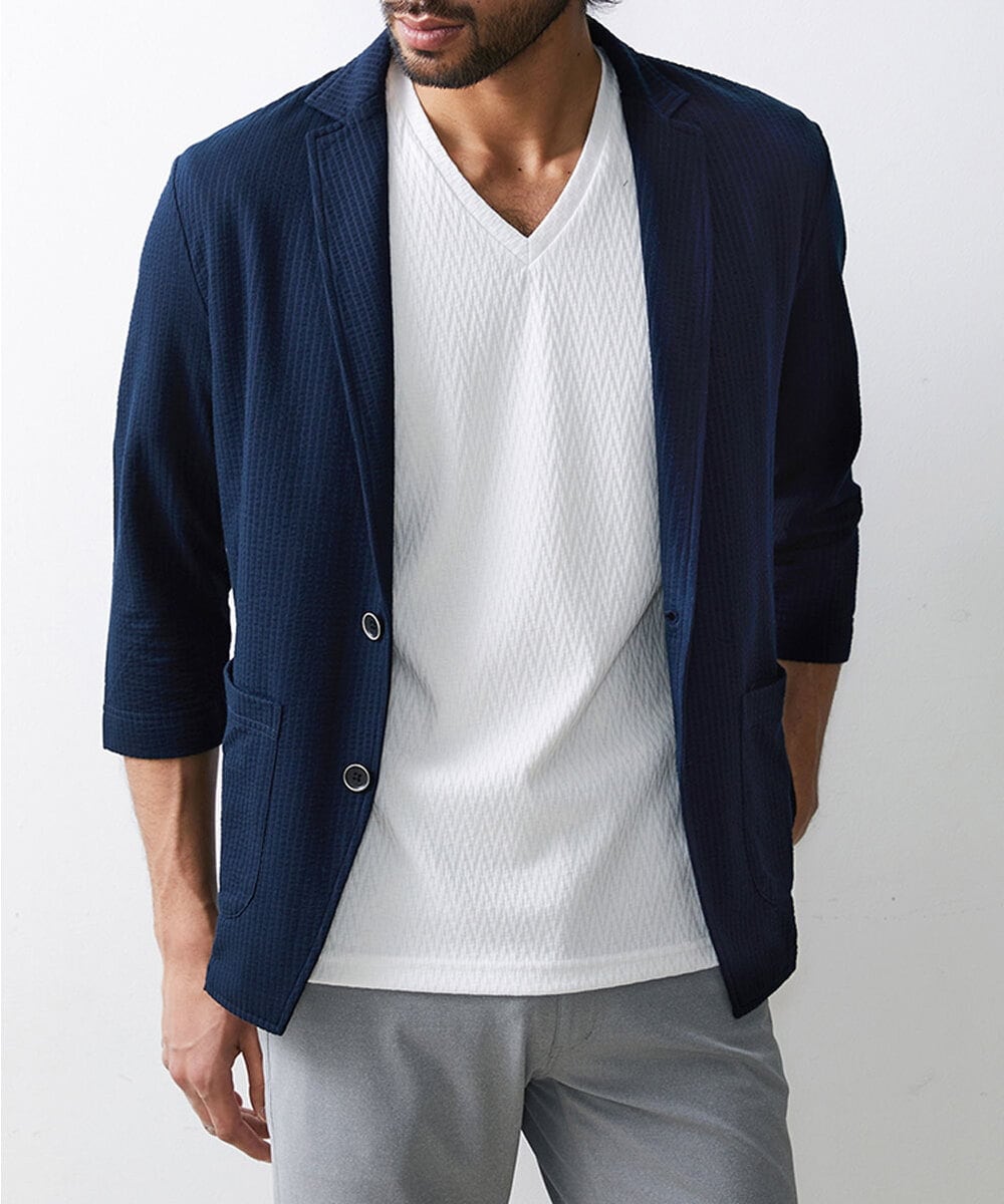 MKCHS68130 MK MICHEL KLEIN HOMME(MKミッシェルクランオム) サッカージャージジャケット ネイビー(58)