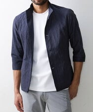 MKCHS74150 MK MICHEL KLEIN HOMME(MKミッシェルクランオム) スタンドカラージャケット  / リネンワッシャー七分袖 ネイビー(58)