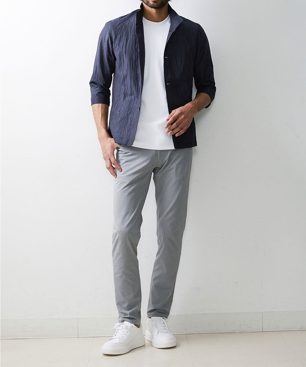 MKCHS74150 MK MICHEL KLEIN HOMME(MKミッシェルクランオム) リネンスタンドカーデ ネイビー(58)