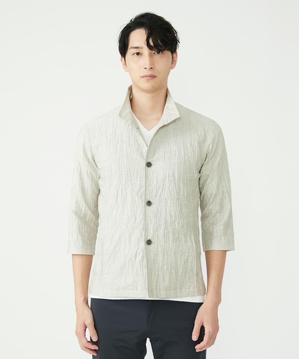 MKCHS74150 MK MICHEL KLEIN HOMME(MKミッシェルクランオム) リネンスタンドカーデ アイボリー(80)