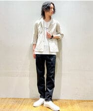 MKCHS74150 MK MICHEL KLEIN HOMME(MKミッシェルクランオム) スタンドカラージャケット  / リネンワッシャー七分袖 アイボリー(80)