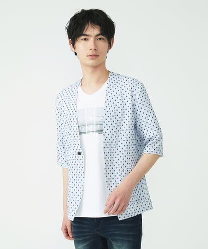 MKCHU89110 MK MICHEL KLEIN HOMME ノーカラーカーデ / アイスクールバックサテン