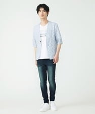 MKCHU89110 MK MICHEL KLEIN HOMME(MKミッシェルクランオム) ノーカラーカーデ / アイスクールバックサテン ブルー(55)