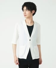 MKCHU89110 MK MICHEL KLEIN HOMME(MKミッシェルクランオム) ノーカラーカーデ / アイスクールバックサテン ホワイト(90)