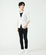 MKCHU89110 MK MICHEL KLEIN HOMME(MKミッシェルクランオム) ノーカラーカーデ / アイスクールバックサテン ホワイト(90)