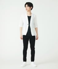 MKCHU89110 MK MICHEL KLEIN HOMME(MKミッシェルクランオム) ノーカラーカーデ / アイスクールバックサテン ホワイト(90)