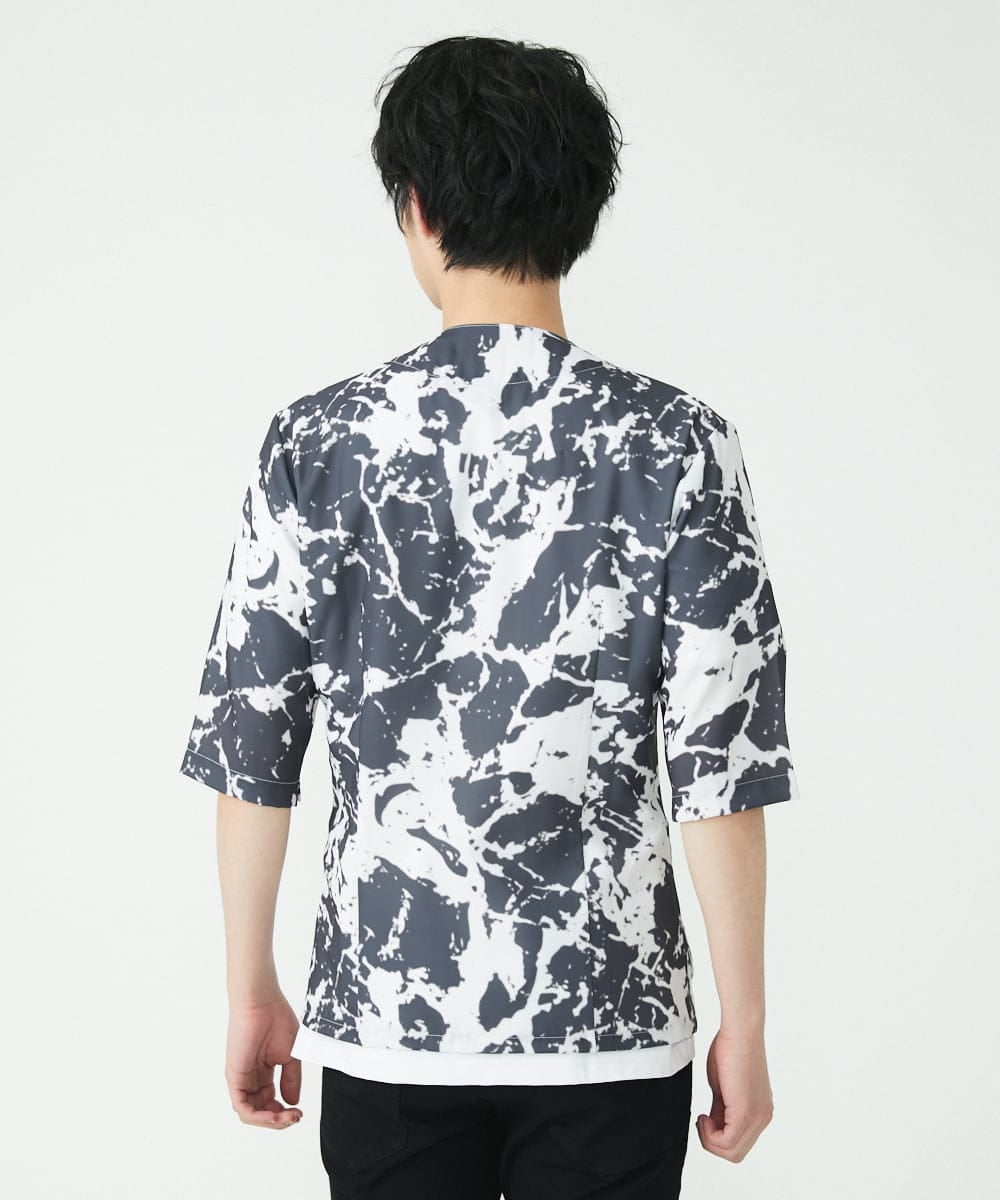 MKCHU89110 MK MICHEL KLEIN HOMME(MKミッシェルクランオム) ノーカラーカーデ / アイスクールバックサテン ブラック(94)