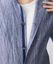 MKCHV74150 MK MICHEL KLEIN HOMME(MKミッシェルクランオム) 【大きいサイズあり】スタンドカラーシャツ/リネンワッシャー ライトブルー