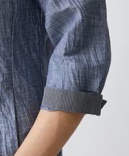 MKCHV74150 MK MICHEL KLEIN HOMME(MKミッシェルクランオム) 【大きいサイズあり】スタンドカラーシャツ/リネンワッシャー ライトブルー