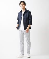 MKCHV74150 MK MICHEL KLEIN HOMME(MKミッシェルクランオム) 【大きいサイズあり】スタンドカラーシャツ/リネンワッシャー ネイビー