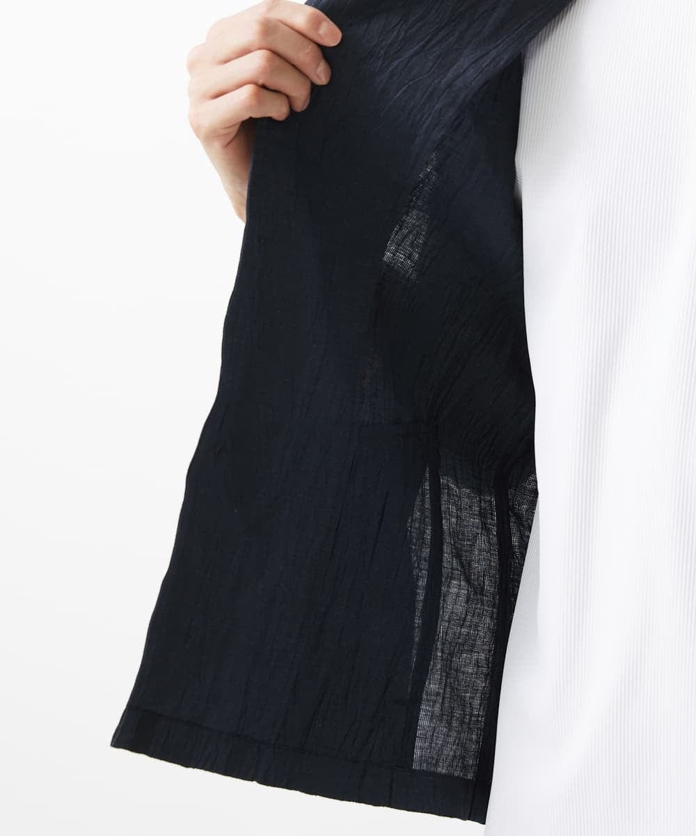 MKCHV74150 MK MICHEL KLEIN HOMME(MKミッシェルクランオム) 【大きいサイズあり】スタンドカラーシャツ/リネンワッシャー ネイビー