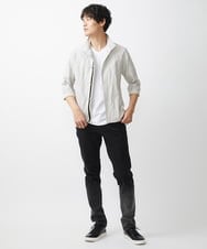 MKCHV74150 MK MICHEL KLEIN HOMME(MKミッシェルクランオム) 【大きいサイズあり】スタンドカラーシャツ/リネンワッシャー アイボリー