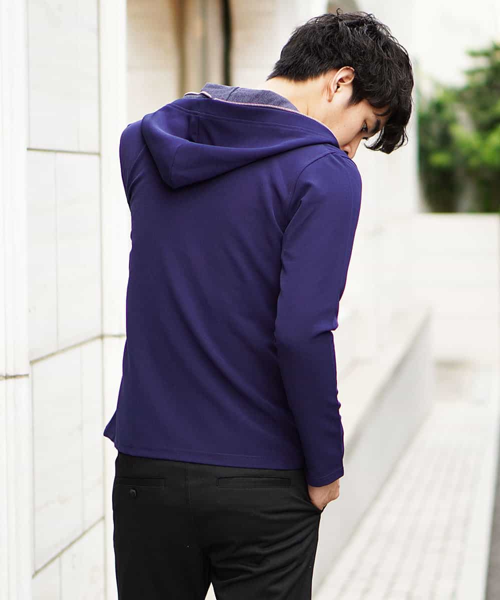 MKCII02120 MK MICHEL KLEIN HOMME(MKミッシェルクランオム) パーカー／スパンスムースポンチ ネイビー