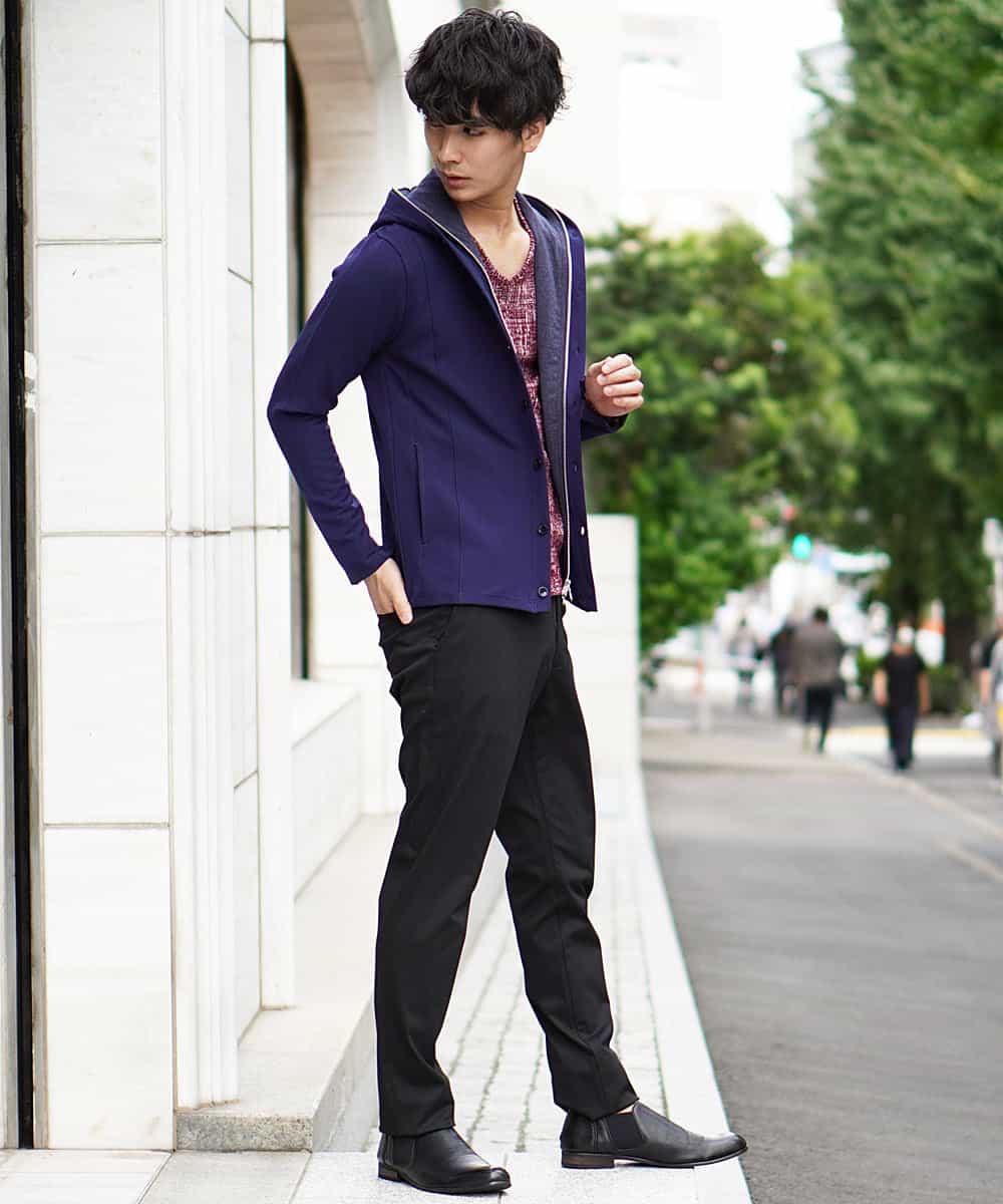 MKCII02120 MK MICHEL KLEIN HOMME(MKミッシェルクランオム) パーカー／スパンスムースポンチ ネイビー