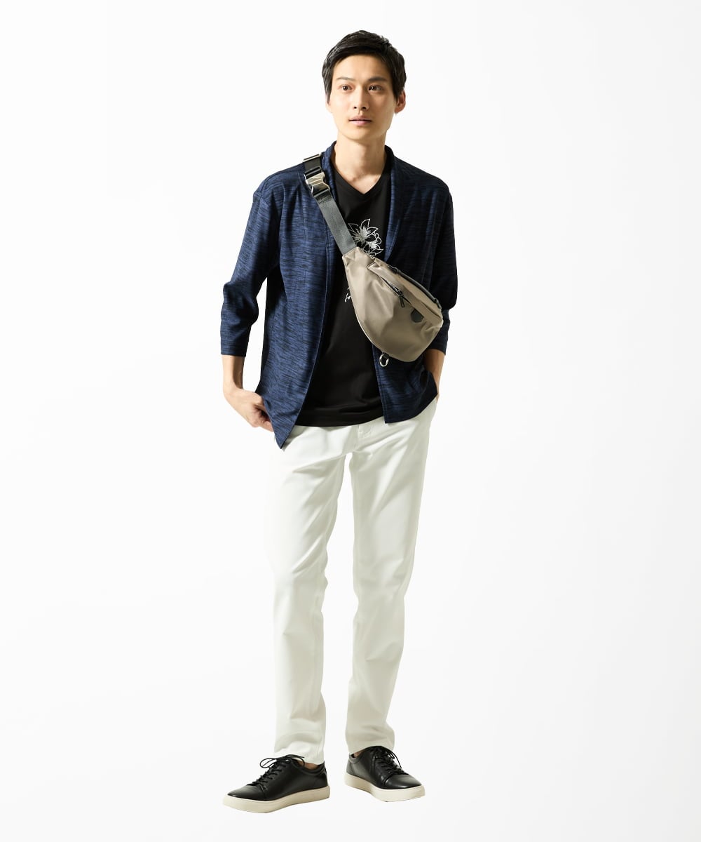MKCJA15090 MK MICHEL KLEIN HOMME(MKミッシェルクランオム) 【洗える / ドライタッチ】ブライトリネンタッチカーディガン ネイビー