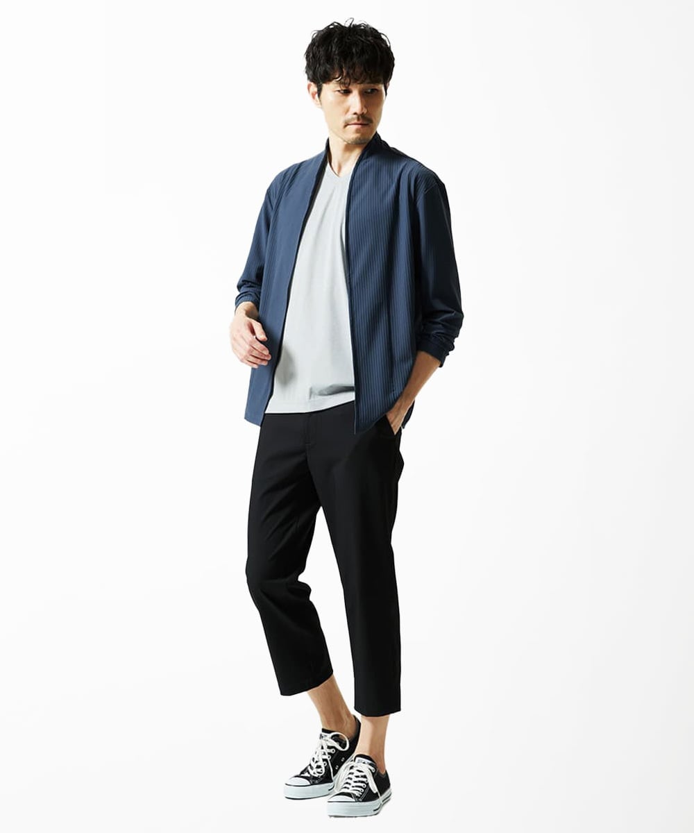 MKCJC31090 MK MICHEL KLEIN HOMME(MKミッシェルクランオム) 【接触冷感】スイングメッシュカーディガン ネイビー