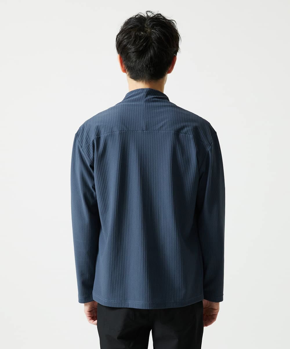MKCJC31090 MK MICHEL KLEIN HOMME(MKミッシェルクランオム) 【接触冷感】スイングメッシュカーディガン ネイビー