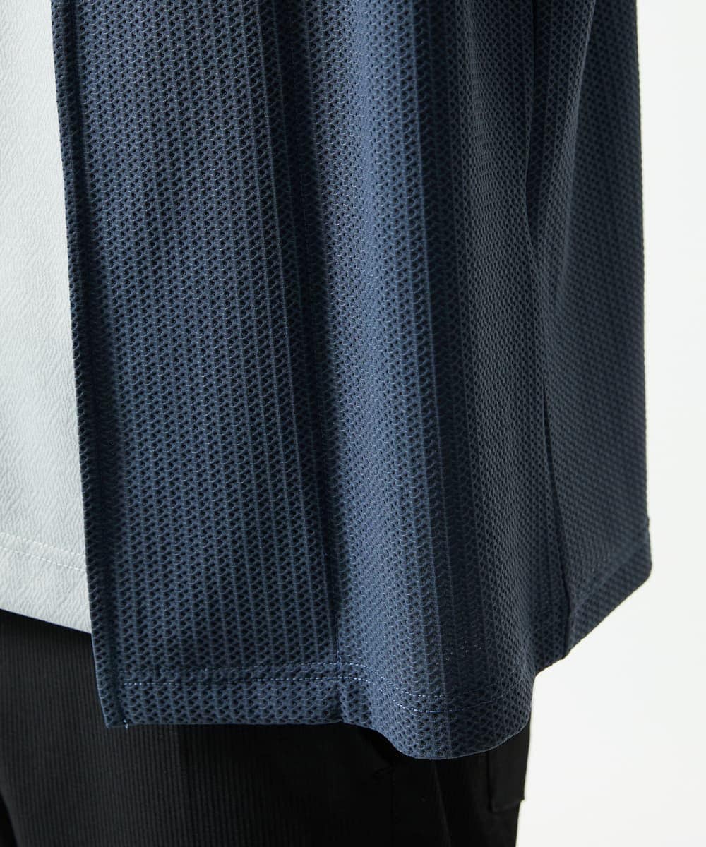 MKCJC31090 MK MICHEL KLEIN HOMME(MKミッシェルクランオム) 【接触冷感】スイングメッシュカーディガン ネイビー