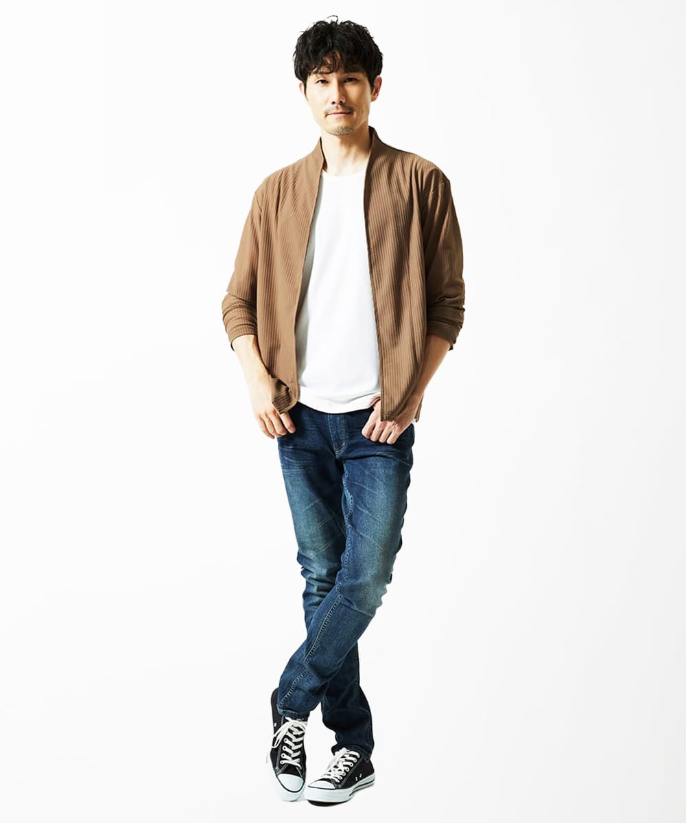 MKCJC31090 MK MICHEL KLEIN HOMME(MKミッシェルクランオム) 【接触冷感】スイングメッシュカーディガン ベージュ