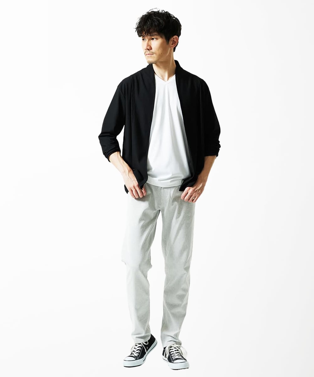 MKCJC31090 MK MICHEL KLEIN HOMME(MKミッシェルクランオム) 【接触冷感】スイングメッシュカーディガン ブラック
