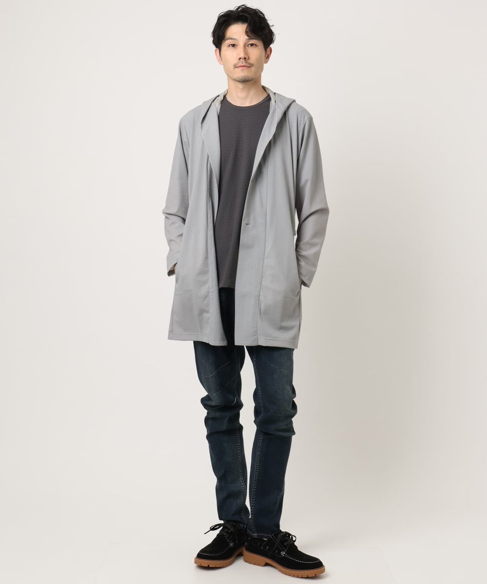 MKCJC32130 MK MICHEL KLEIN HOMME(MKミッシェルクランオム) 【接触冷感】スイングメッシュカーディガン ライトグレー
