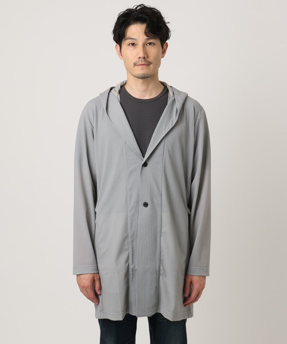 MKCJC32130 MK MICHEL KLEIN HOMME(MKミッシェルクランオム) 【接触冷感】スイングメッシュカーディガン ライトグレー