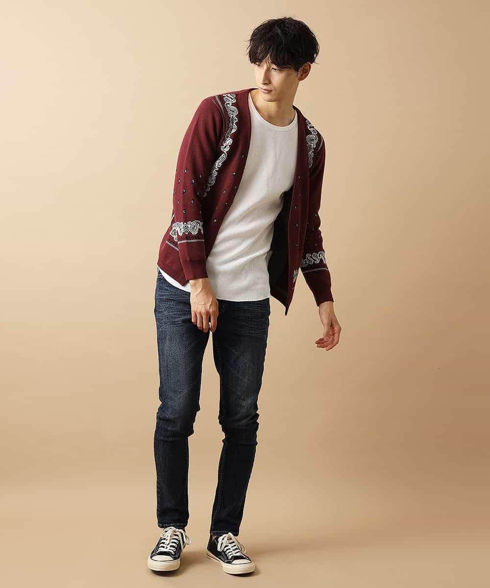 MKCJL03110 MK MICHEL KLEIN HOMME(MKミッシェルクランオム) パネルカーディガン パープル