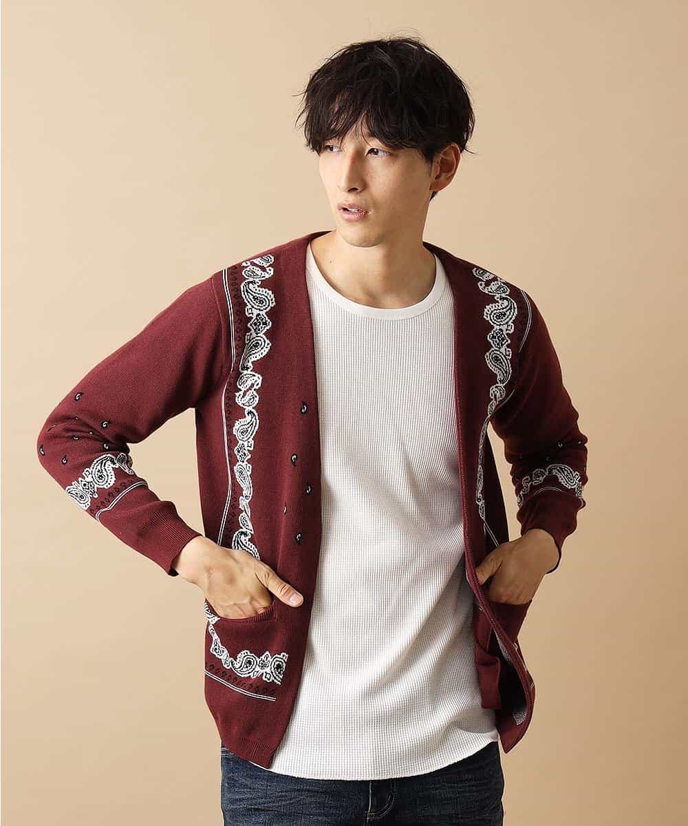 MKCJL03110 MK MICHEL KLEIN HOMME(MKミッシェルクランオム) パネルカーディガン パープル