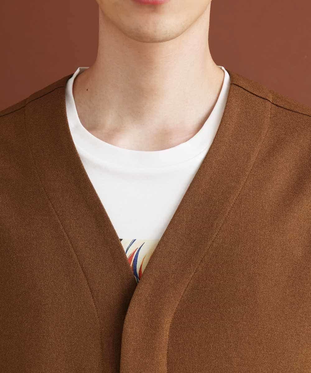 MKCJO52110 MK MICHEL KLEIN HOMME(MKミッシェルクランオム) ノーカラージャケット ブラウン