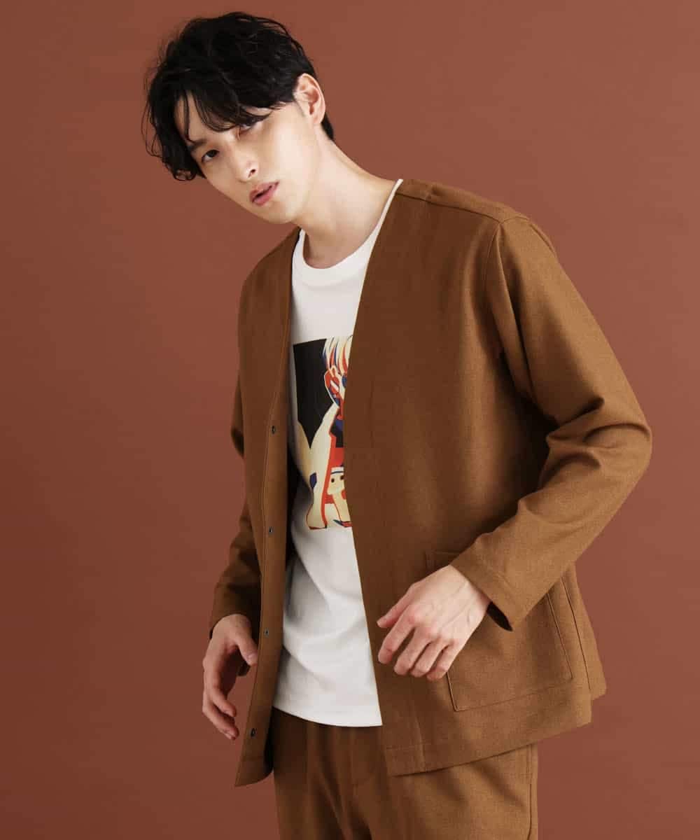 MKCJO52110 MK MICHEL KLEIN HOMME(MKミッシェルクランオム) ノーカラージャケット ブラウン