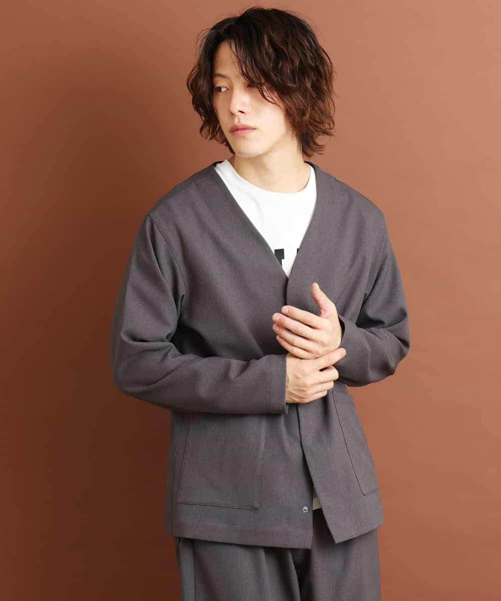 MKCJO52110 MK MICHEL KLEIN HOMME(MKミッシェルクランオム) ノーカラージャケット ダークグレー