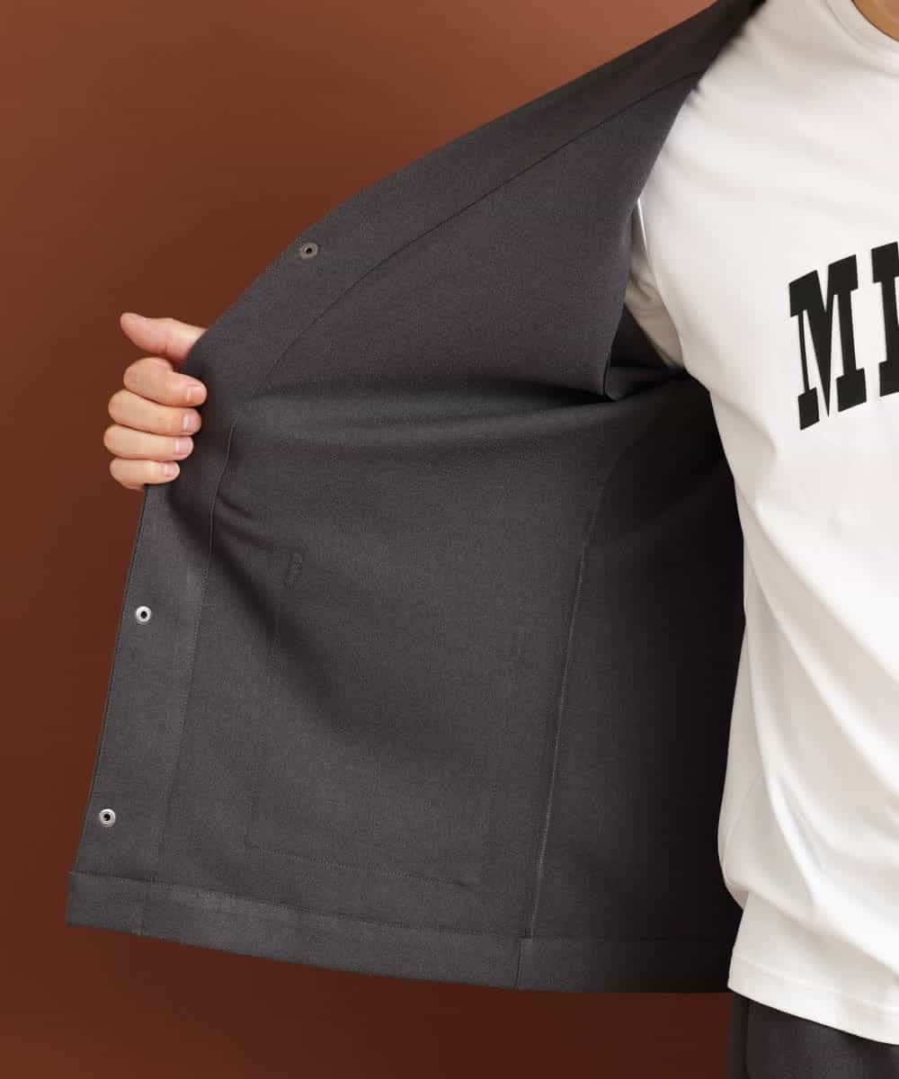 MKCJO52110 MK MICHEL KLEIN HOMME(MKミッシェルクランオム) ノーカラージャケット ダークグレー