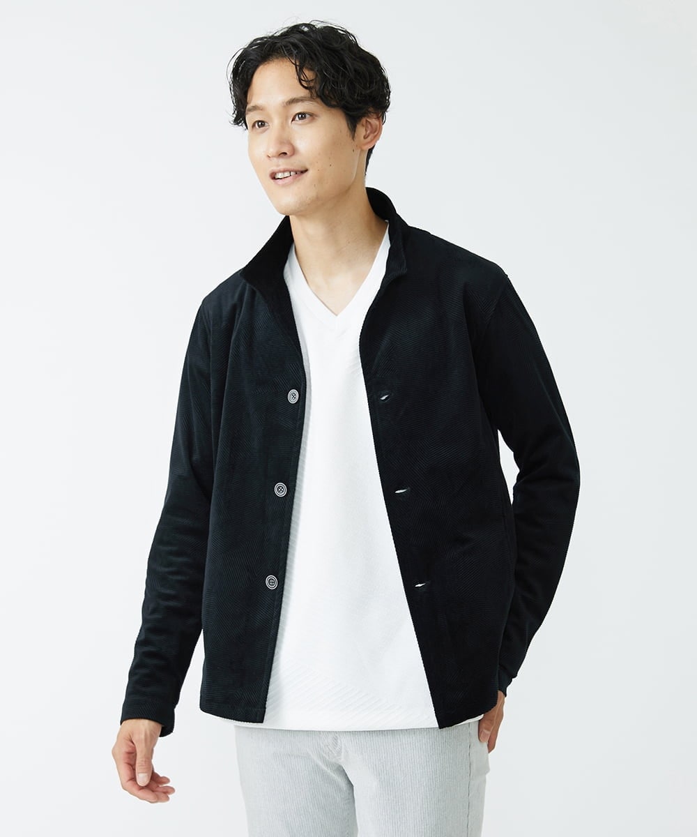 MKCJS59150 MK MICHEL KLEIN HOMME(MKミッシェルクランオム) シェニールモール / スタンドカーディガン ブラック(94)