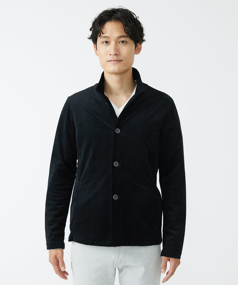 MKCJS59150 MK MICHEL KLEIN HOMME(MKミッシェルクランオム) シェニールモール / スタンドカーディガン ブラック(94)