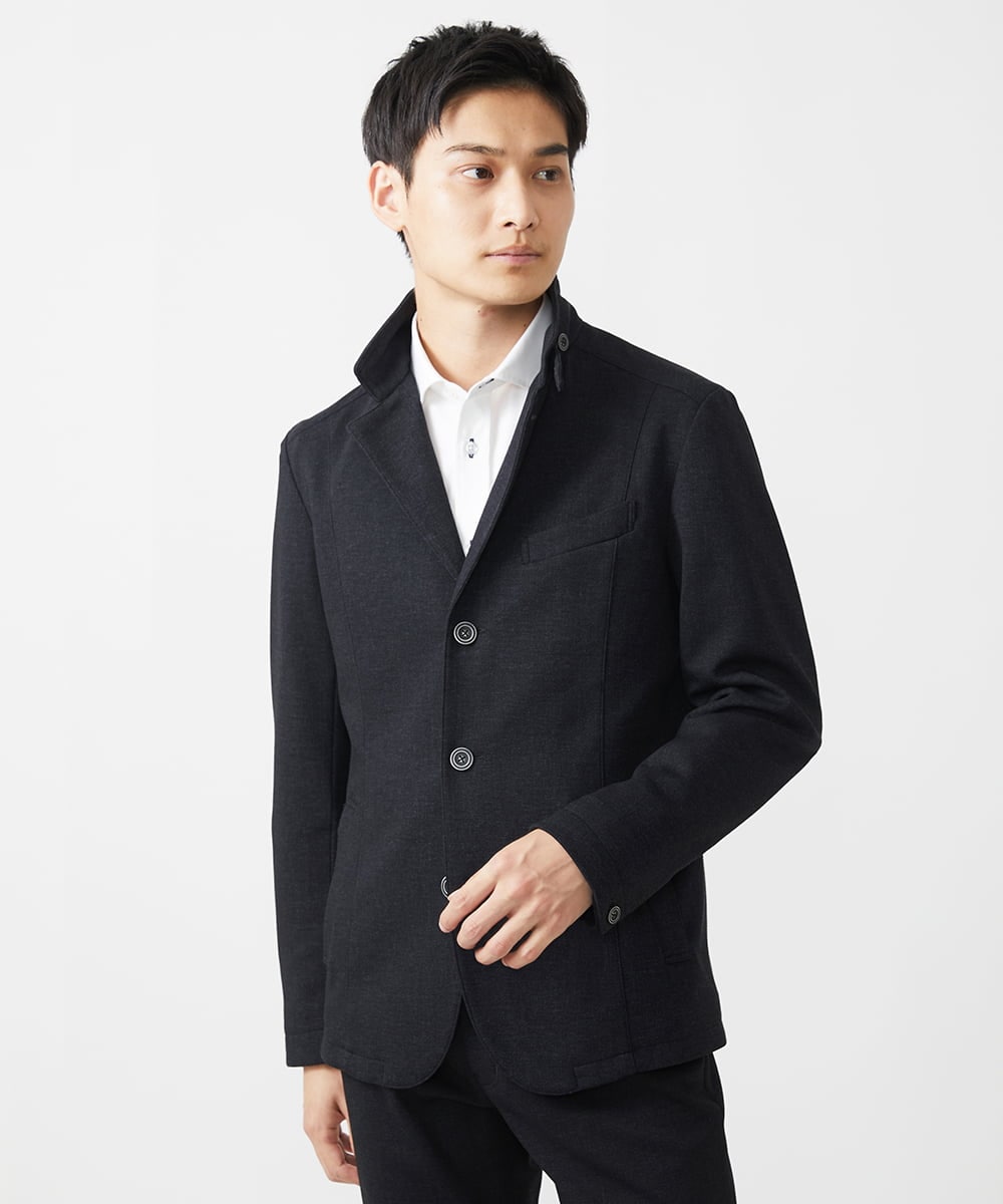 MKDAA56240 MK MICHEL KLEIN HOMME(MKミッシェルクランオム) 【セットアップ対応/全4サイズ展開】コンバーチブルジャケット/TEC EASY JERSY 2024 ブラック