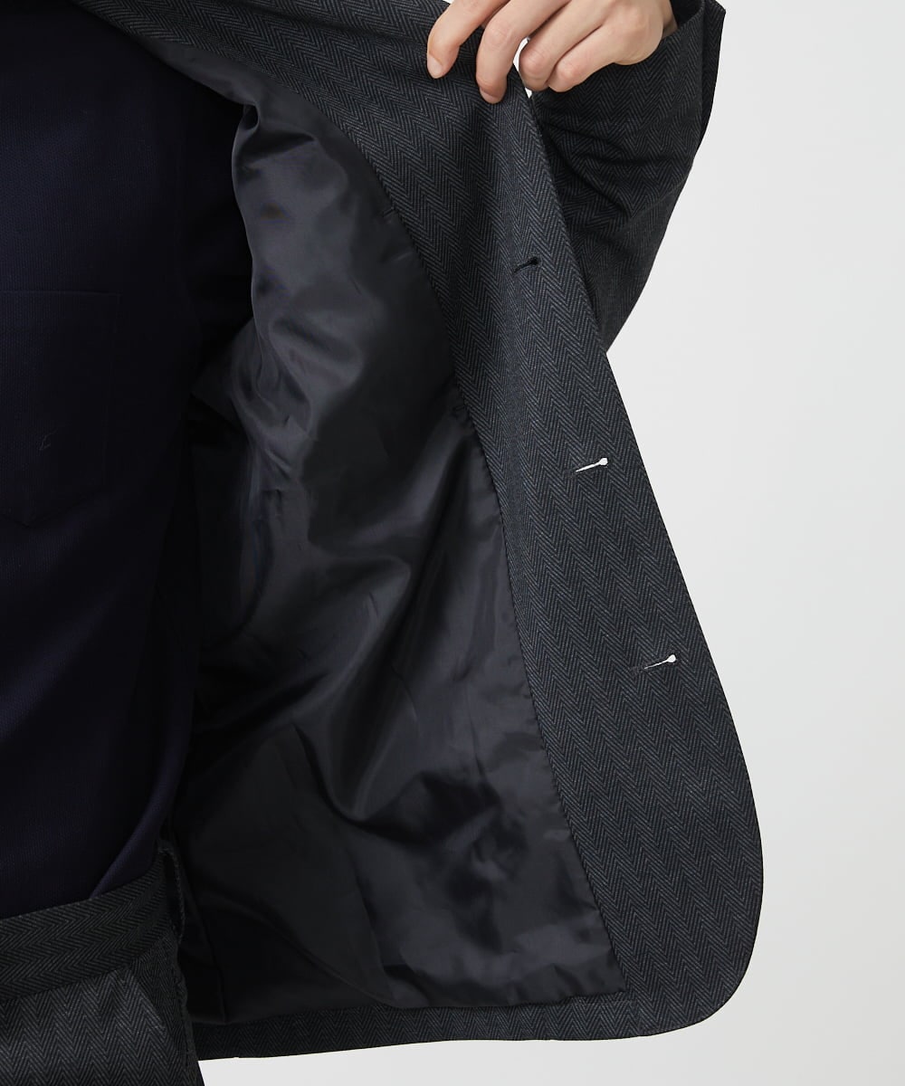 MKDAA57240 MK MICHEL KLEIN HOMME(MKミッシェルクランオム) 【セットアップ対応/全4サイズ展開】コンバーチブルジャケット/TEC EASY へリンボン ダークグレー