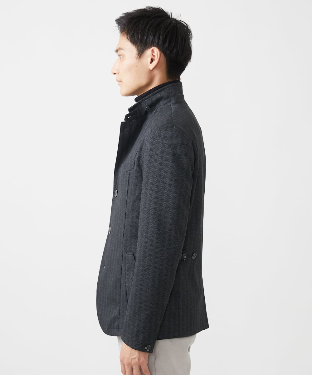 MKDAA57240 MK MICHEL KLEIN HOMME(MKミッシェルクランオム) 【セットアップ対応/全4サイズ展開】コンバーチブルジャケット/TEC EASY へリンボン ダークグレー