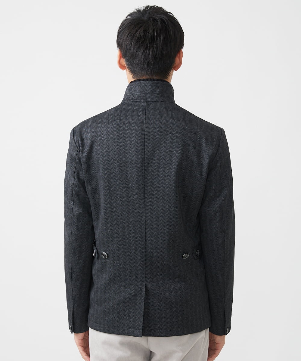 MKDAA57240 MK MICHEL KLEIN HOMME(MKミッシェルクランオム) 【セットアップ対応/全4サイズ展開】コンバーチブルジャケット/TEC EASY へリンボン ダークグレー