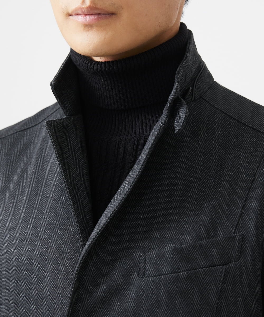 MKDAA57240 MK MICHEL KLEIN HOMME(MKミッシェルクランオム) 【セットアップ対応/全4サイズ展開】コンバーチブルジャケット/TEC EASY へリンボン ダークグレー